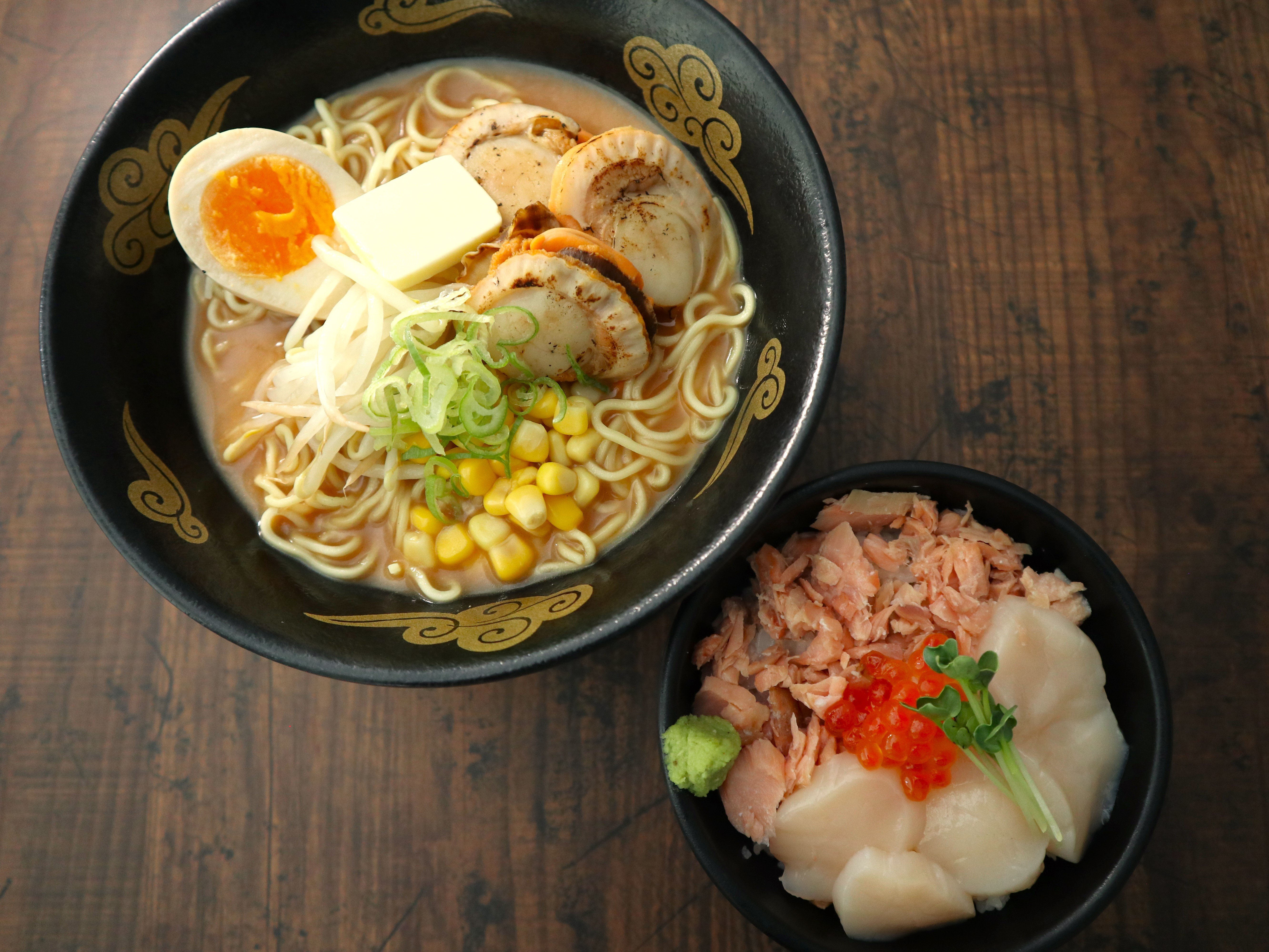 北海道産ほたてのミニ貝柱丼と味噌ラーメンセット.JPG