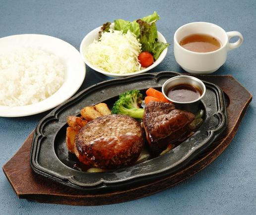 淡路牛ステーキ＆ハンバーグ（ライス・スープ・サラダセット）
